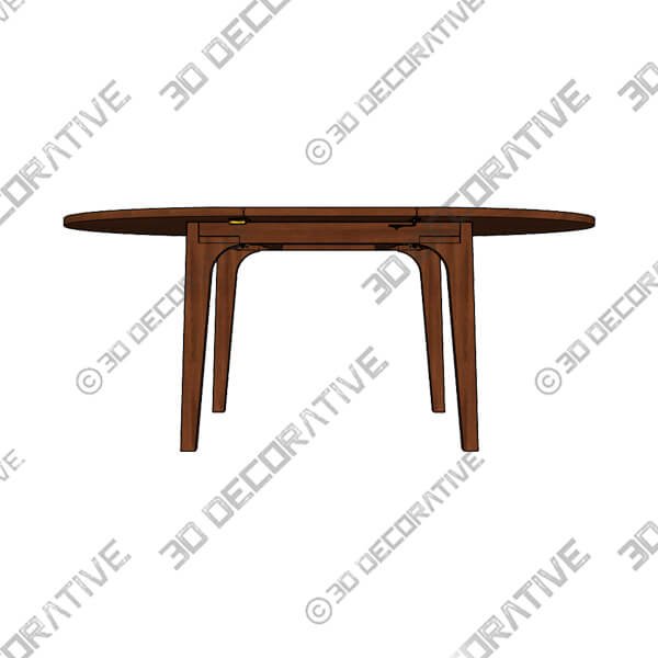 Plumas Walnut Dining Table For 6, Extendable - 3D Decorative