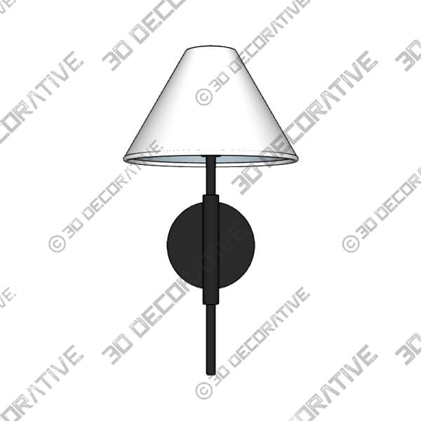 Porteau 1-light Midnight Black Wall Sconce with White Linen Fabric Shade - 3D Decorative