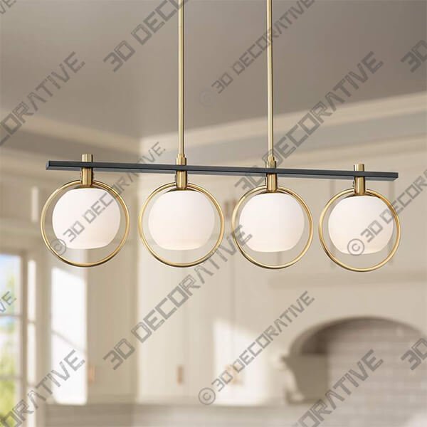 Possini Euro Carlyn 33 Brass and Black 4-Light Island Pendant - 3D Decorative