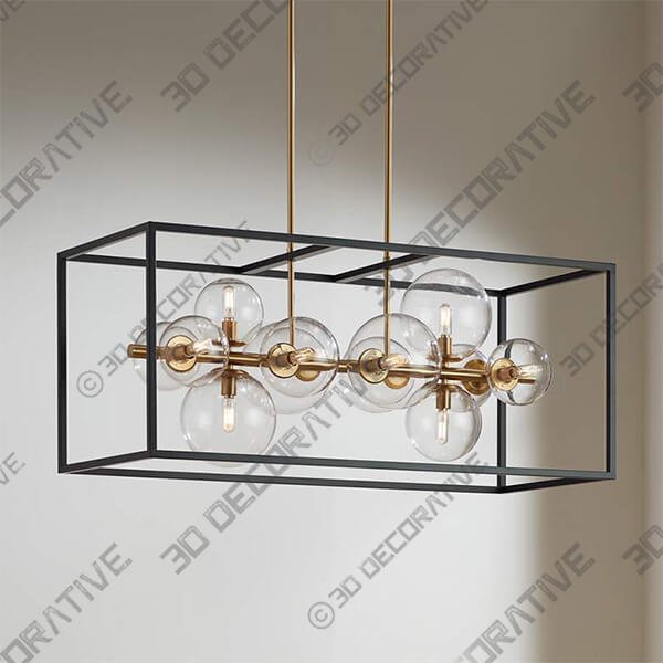 Possini Euro Fitzgerald 38 Modern Black and Gold 12-Light Chandelier - 3D Decorative