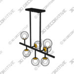 Pendant (2) (8) Possini Euro Marrion 21 Black Gold 9-Light LED Linear Globe Pendant - 3D Decorative