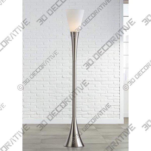 Possini Euro Piazza 72 12 Brushed Nickel Modern Torchiere Floor Lamp - 3D Decorative