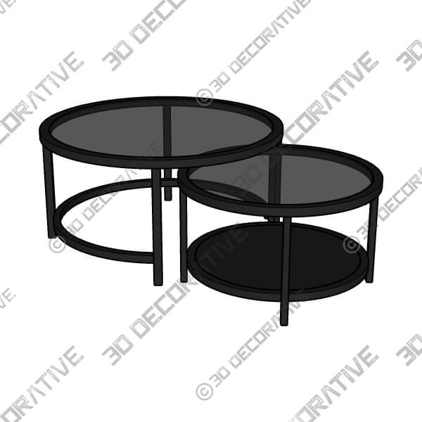 Sofia Glass Coffee Nest of Tables - 3D Decorative