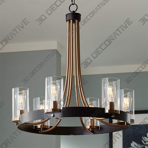 Stiffel Ferrers 26 Wide Dark Bronze and Gold 6-Light Chandelier - 3D Decorative