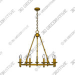 Chadelier (2) (1) Stiffel Hartley 35 Wide Warm Antique Gold 9-Light Ring Chandelier - 3D Decorative