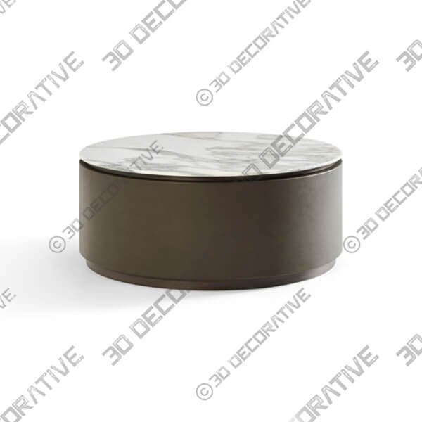 Topaz Coffee Table Soft Leather Olive + Marble Calacatta Verde Top - 3D Decorative