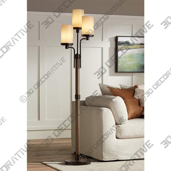 Franklin Iron Works Astoria Faux Wood and Bronze 3-Light Tree Floor Lamp-3DDecorative