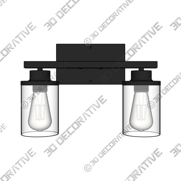 2-Light Dimmable Matte Black Bathroom Vanity Lighting & Light Fixtures - 3D Decorative