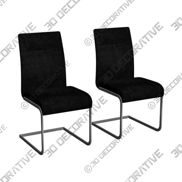 Amanda Set of 2 Black Side Chairs - 3D Decorative