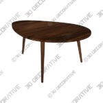 Amoeba Wild Walnut 42.5 Wide Coffee Table - 3D Decorative