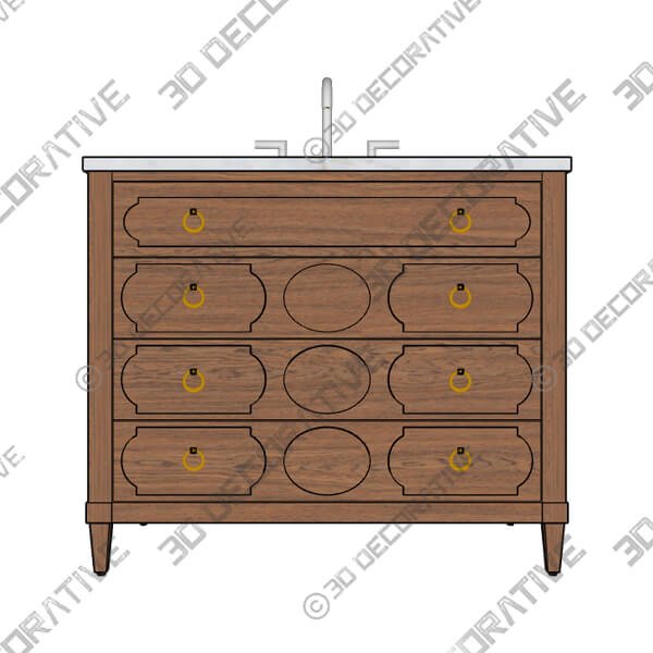 Asellus 36W x 22D Bath Vanity - 3D Decorative