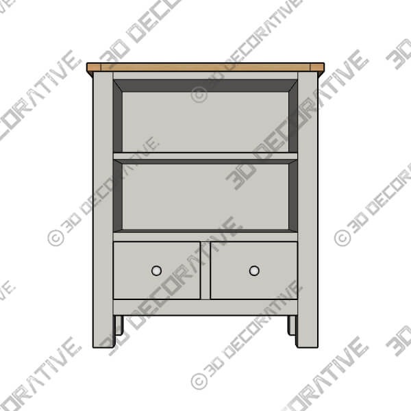 Bromley Grey Low Bookcase - 3D Decorative