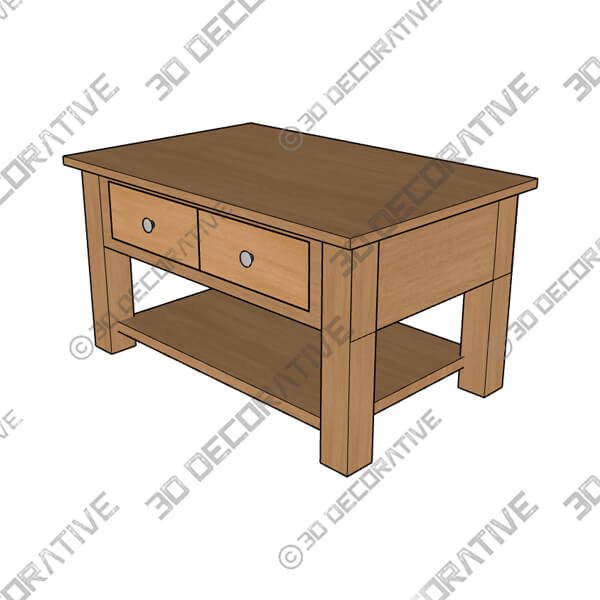 Bromley Oak Coffee Table - 3D Decorative