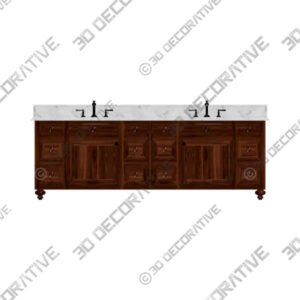 Brown Wooden Dual Bath Vanity - 3D Decorative