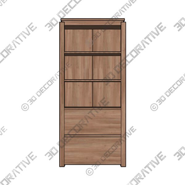 Canyon Oak Bookcase - 3D Decorative