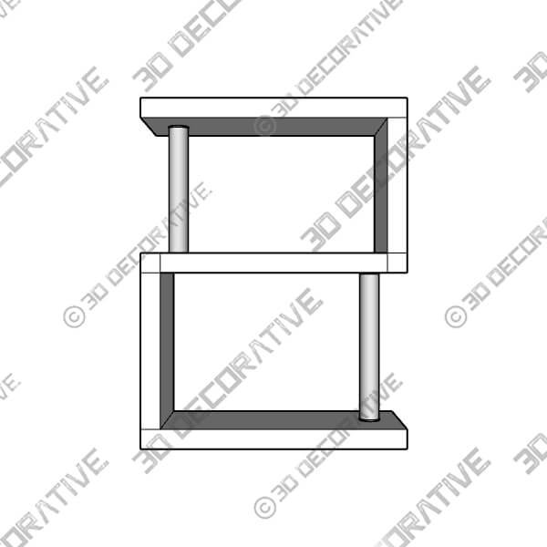 Charisma 3 Shelf High Gloss White Bookcase - 3D Decorative