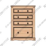 Corona Pine Low Bookcase-3DDEcorative Corona Pine Low Bookcase - 3D Decorative