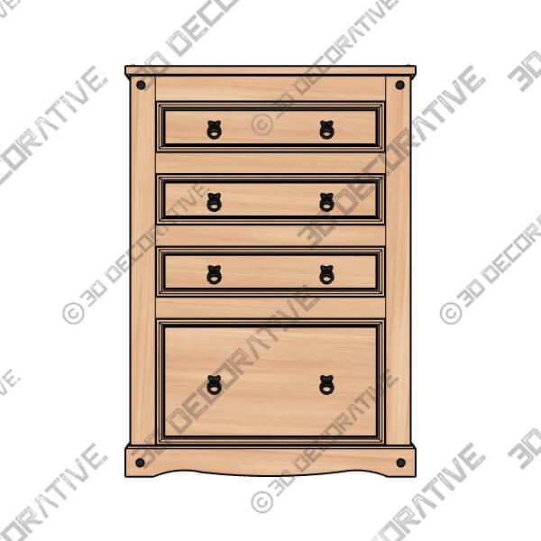 Corona Pine Low Bookcase - 3D Decorative