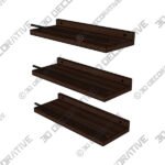 Dark Brown Kinnu 3 Piece Floating Shelf - 3D Decorative