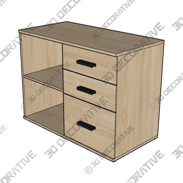 Edison Storage Cabinet, Oak Effect - 3D Decorative