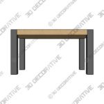 Extendable table in knotty oak veneer - 3D Decorative