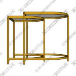 Table (2) (9) Ezio Gold Metal and Glass Nesting Tables Set of 2 - 3D Decorative