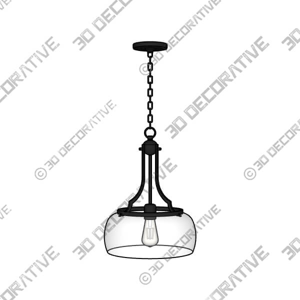 Franklin Iron Charleston 13 12 Black and Clear Glass Pendant Light - 3D Decorative