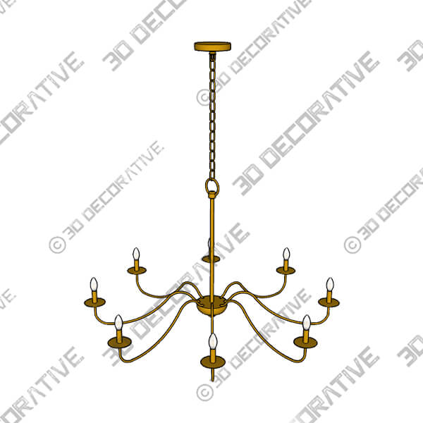 Franklin Iron Marinec 42 Soft Gold 8-Light Candelabra Chandelier - 3D Decorative