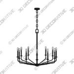 Franklin Iron Milanese 37 12W Black 12-Light Candelabra Chandelier - 3D Decorative