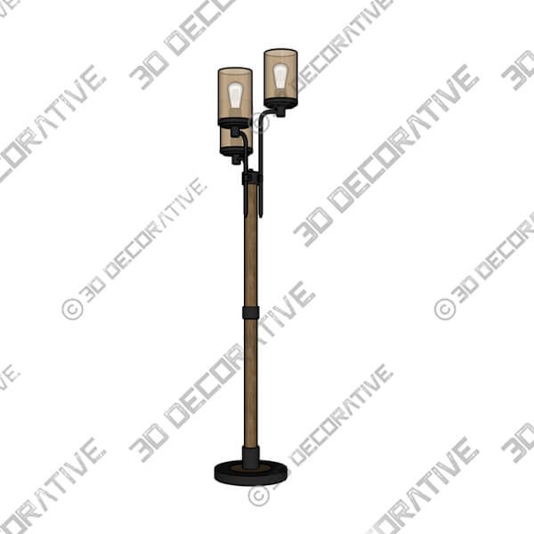 Franklin Iron Works Astoria Faux Wood and Bronze 3-Light Tree Floor Lamp - 3D Decorative