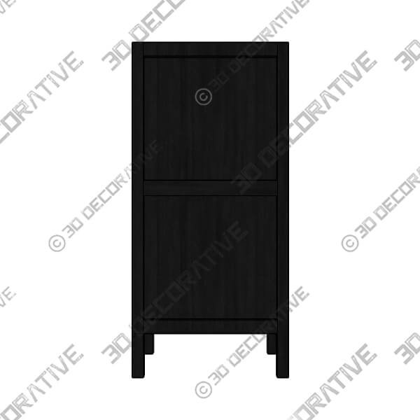 French Cane Black 2 Drawer Unit - 3D Decorative