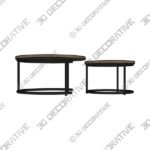 Fulton Coffee Nest of Tables, Pine Effect - 3D Decorative