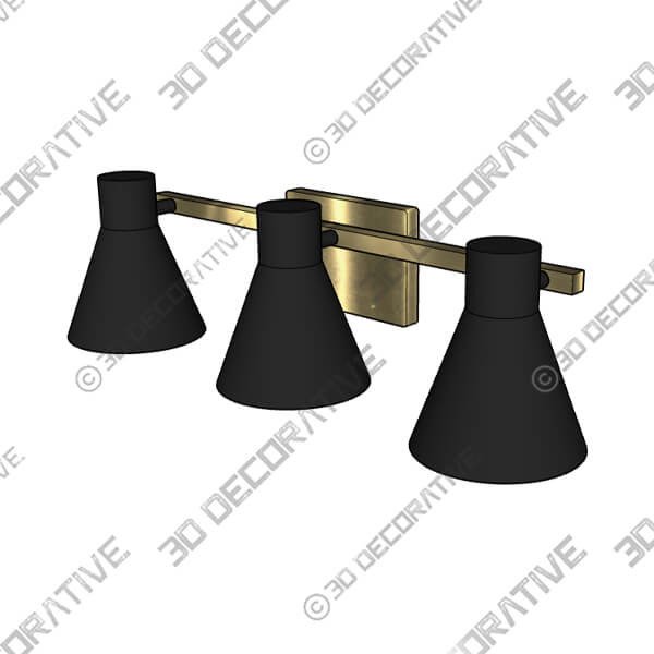 Gold Byers 3 - Light Dimmable Vanity Light - 3D Decorative