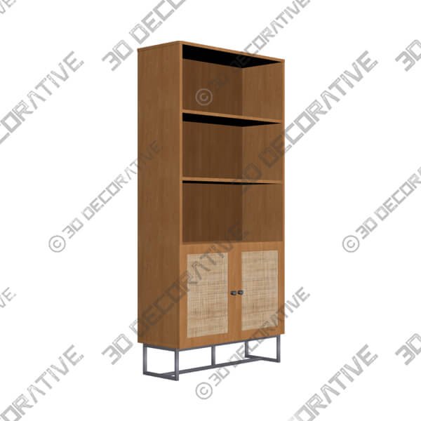 Hollis Tall Oak Bookcase - 3D Decorative