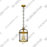 Hurricane 3 Light Pendant Antique Brass Ceiling Fitting - 3D Decorative
