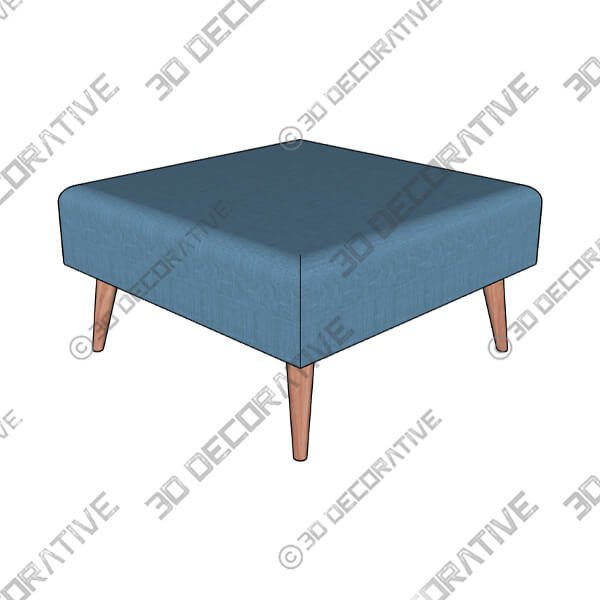 INK + IVY Maise Blue Fabric Square Ottoman-3DDecorative INK + IVY Maise Blue Fabric Square Ottoman - 3D Decorative