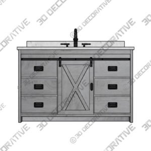 Jillian 48'' Single Bathroom Vanity with Engineered Stone Top - 3D Decorative
