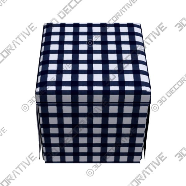 Joshua Buffalo Gingham Blue Fabric Storage Ottoman - 3D Decorative
