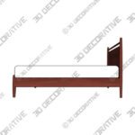 Bed (3) Lenia Panel Walnut Queen Bed - 3D Decorative