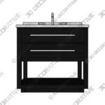 Marcello 32 Wide Black and White Marble 1-Drawer Single Sink Vanity - 3D Decorative