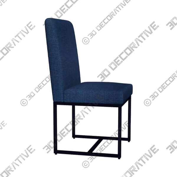 Myles Navy Fabric and Black Metal Dining Chair - 3D Decorative