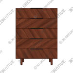 Nera Walnut 5-Drawer Chest-3DDecorative Nera Walnut 5-Drawer Chest - 3D Decorative