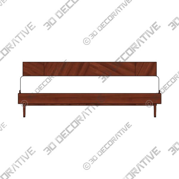 Nera Walnut King Bed With Nightstands - 3D Decorative