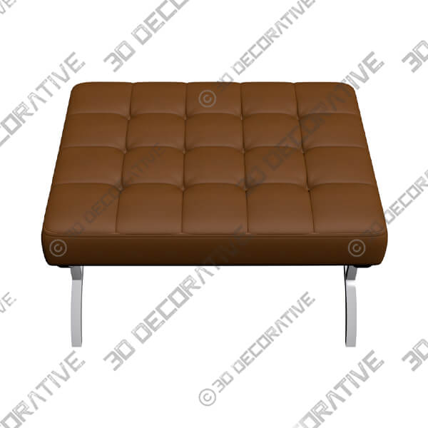 Newel Caramel Brown Leather Ottoman - 3D Decorative