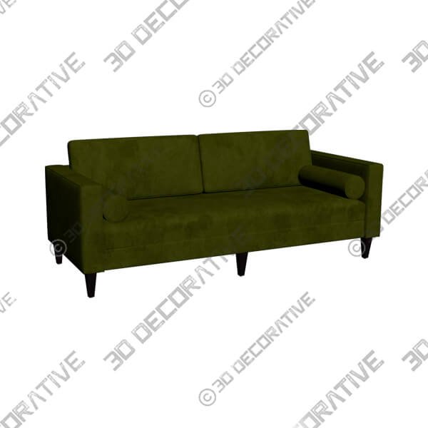 Nicholi 84 Modern Scandinavian Sofa with Bolster Pillows  - 3D Decorative