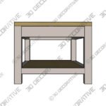 Table (1) (5) Olney Coffee Table with Shelf Stone - 3D Decorative