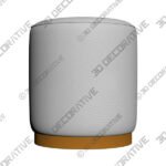 Opal Cream Velvet Round Ottoman with Gold Base - 3D Decorative