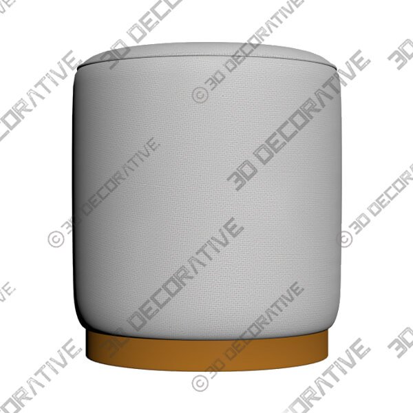 Opal Cream Velvet Round Ottoman with Gold Base - 3D Decorative