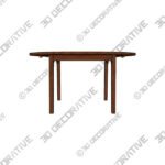 Plumas Walnut Dining Table For 6, Extendable - 3D Decorative