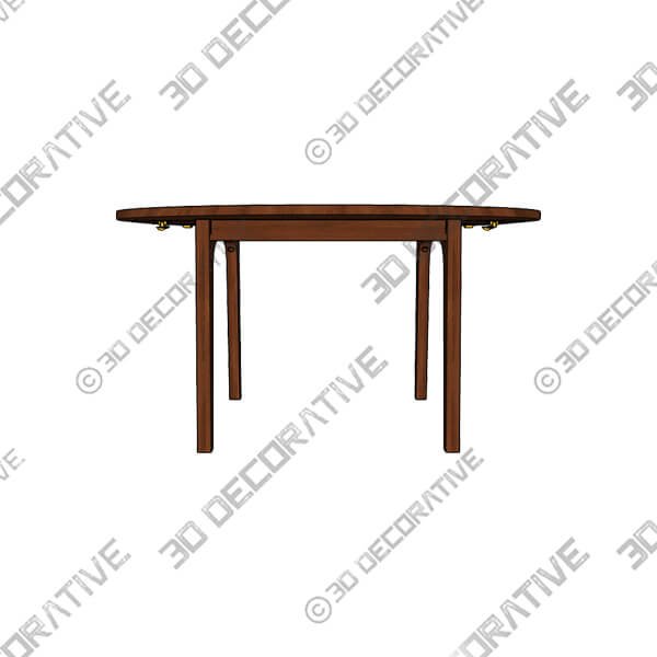 Plumas Walnut Dining Table For 6, Extendable - 3D Decorative